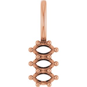 18K Rose Gold 3.5x2 mm Marquise Pendant Mounting – image 2