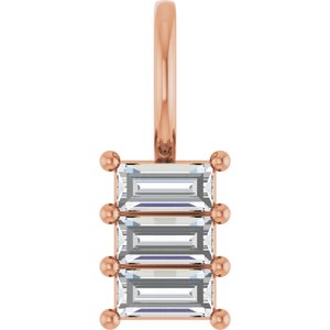 10K Rose Gold 4x2 mm Straight Baguette Pendant Mounting