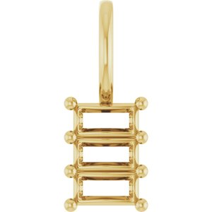 14K Yellow Gold 4x2 mm Straight Baguette Pendant Mounting – image 2