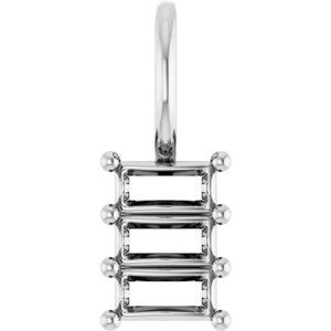 10K White Gold 4x2 mm Straight Baguette Pendant Mounting – image 2