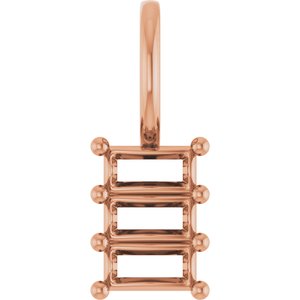 10K Rose Gold 4x2 mm Straight Baguette Pendant Mounting – image 2