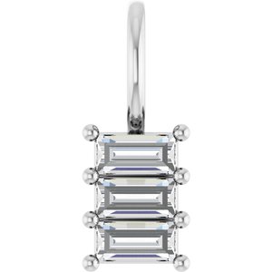 14K White Gold 4x2 mm Straight Baguette Pendant Mounting