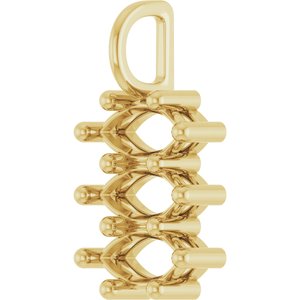 14K Yellow Gold 8x4 mm Marquise Pendant Mounting – image 4