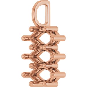 18K Rose Gold 8x4 mm Marquise Pendant Mounting – image 4