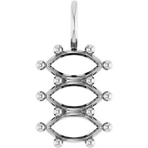 Sterling Silver 8x4 mm Marquise Pendant Mounting – image 2