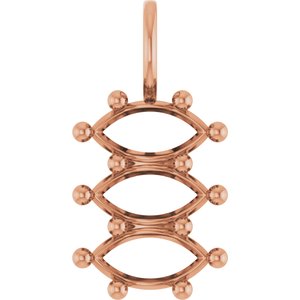 14K Rose Gold 8x4 mm Marquise Pendant Mounting – image 2
