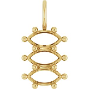 14K Yellow Gold 8x4 mm Marquise Pendant Mounting – image 2