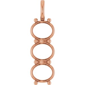10K Rose Gold 12x10 mm Oval Pendant Mounting – image 2