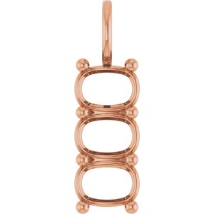 10K Rose Gold 7x5 mm Elongated Cushion Pendant Mounting – image 2