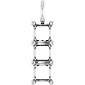Sterling Silver 6.5x6.5 mm Asscher Pendant Mounting – image 2
