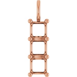 18K Rose Gold 6.5x6.5 mm Asscher Pendant Mounting – image 2