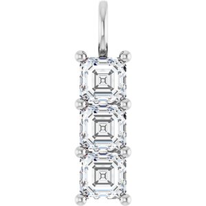Sterling Silver 6.5x6.5 mm Asscher Pendant Mounting