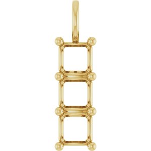 14K Yellow Gold 6.5x6.5 mm Asscher Pendant Mounting – image 2