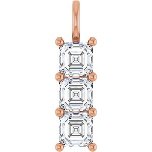 18K Rose Gold 6.5x6.5 mm Asscher Pendant Mounting