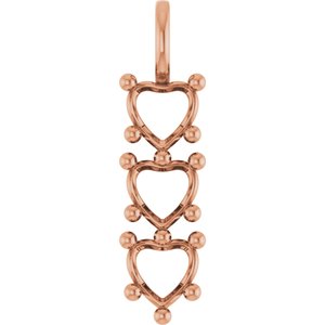 10K Rose Gold 7x7 mm Heart Pendant Mounting – image 2