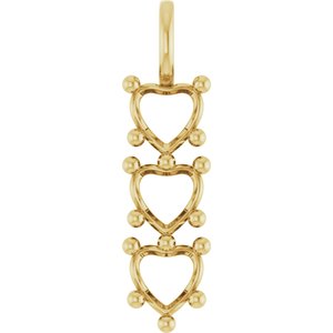 10K Yellow Gold 7x7 mm Heart Pendant Mounting – image 2
