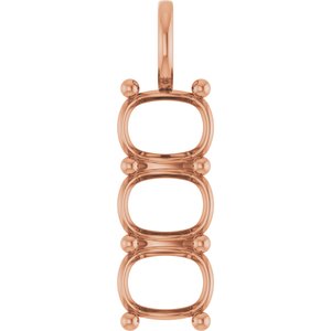 10K Rose Gold 9x7 mm Elongated Cushion Pendant Mounting – image 2