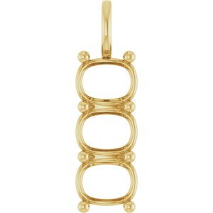 10K Yellow Gold 9x7 mm Elongated Cushion Pendant Mounting – image 2
