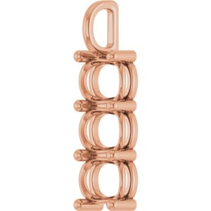10K Rose Gold 9x7 mm Elongated Cushion Pendant Mounting – image 4