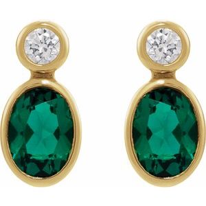 14K Rose Gold 7x5 mm Oval 1/5 CT Natural Diamond Semi-Set Bezel-Set Earrings – image 2