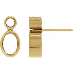 10K Yellow Gold 7x5 mm Oval Bezel-Set Accented Earring Mounting