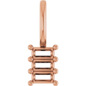 10K Rose Gold 3x1.5 mm Straight Baguette Pendant Mounting – image 2