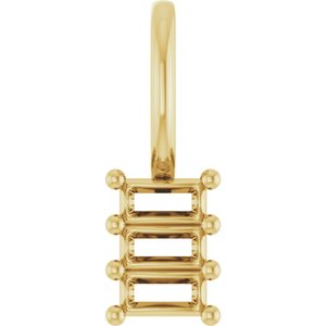 18K Yellow Gold 3x1.5 mm Straight Baguette Pendant Mounting – image 2