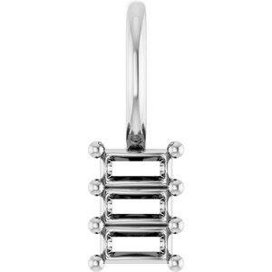 10K White Gold 3x1.5 mm Straight Baguette Pendant Mounting – image 2