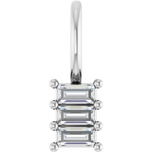 18K White Gold 3x1.5 mm Straight Baguette Pendant Mounting