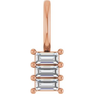 10K Rose Gold 3x1.5 mm Straight Baguette Pendant Mounting