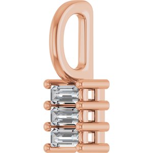 10K Rose Gold 3x1.5 mm Straight Baguette Pendant Mounting – image 3