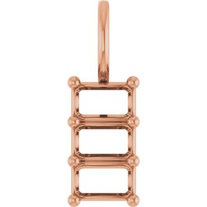 18K Rose Gold 5x3 mm Emerald Pendant Mounting – image 2