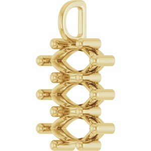 14K Yellow Gold 11x5.5 mm Marquise Pendant Mounting – image 4