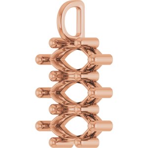 10K Rose Gold 11x5.5 mm Marquise Pendant Mounting – image 4