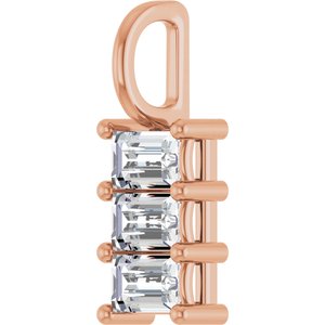 10K Rose Gold 4.5x3 mm Straight Baguette Pendant Mounting – image 3