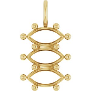 10K Yellow Gold 11x5.5 mm Marquise Pendant Mounting – image 2