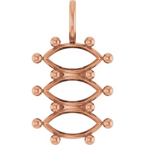 18K Rose Gold 11x5.5 mm Marquise Pendant Mounting – image 2