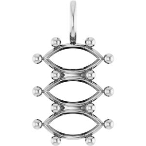 10K White Gold 11x5.5 mm Marquise Pendant Mounting – image 2
