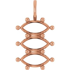 10K Rose Gold 12x6 mm Marquise Pendant Mounting – image 2