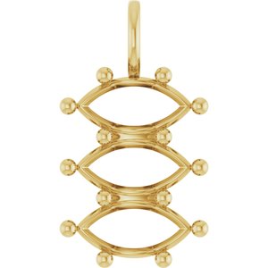14K Yellow Gold 12x6 mm Marquise Pendant Mounting – image 2