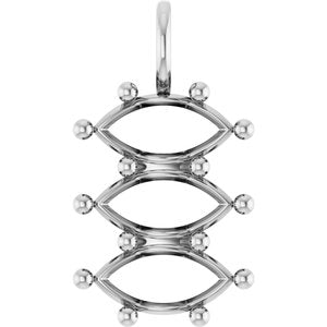 14K X1 White Gold 12x6 mm Marquise Pendant Mounting – image 2