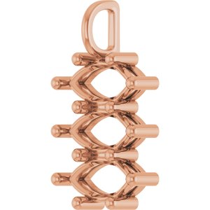 10K Rose Gold 12x6 mm Marquise Pendant Mounting – image 4