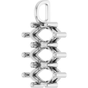 10K White Gold 12x6 mm Marquise Pendant Mounting – image 4