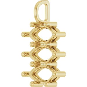 14K Yellow Gold 12x6 mm Marquise Pendant Mounting – image 4
