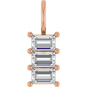 10K Rose Gold 4.5x3 mm Straight Baguette Pendant Mounting