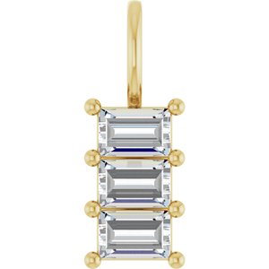 14K Yellow Gold 4.5x3 mm Straight Baguette Pendant Mounting