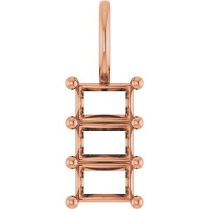 10K Rose Gold 4.5x3 mm Straight Baguette Pendant Mounting – image 2