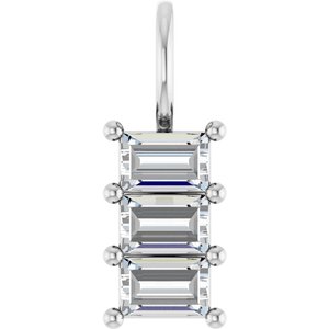 Sterling Silver 4.5x3 mm Straight Baguette Pendant Mounting