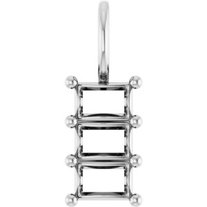 14K X1 White Gold 4.5x3 mm Straight Baguette Pendant Mounting – image 2