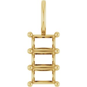 14K Yellow Gold 4.5x3 mm Straight Baguette Pendant Mounting – image 2